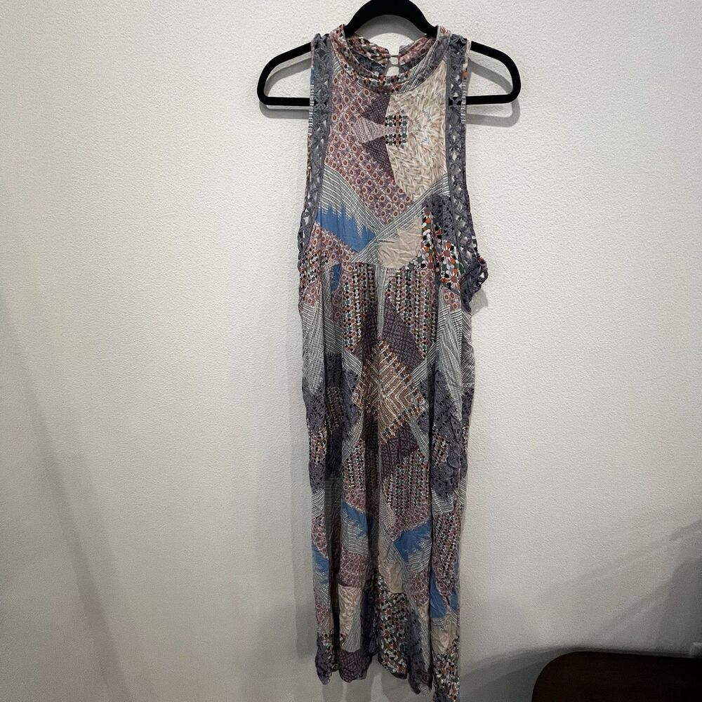 Jaase Anthropologie Maxi Dress Womens Sz S Crochet Open Sides Patchwork Boho